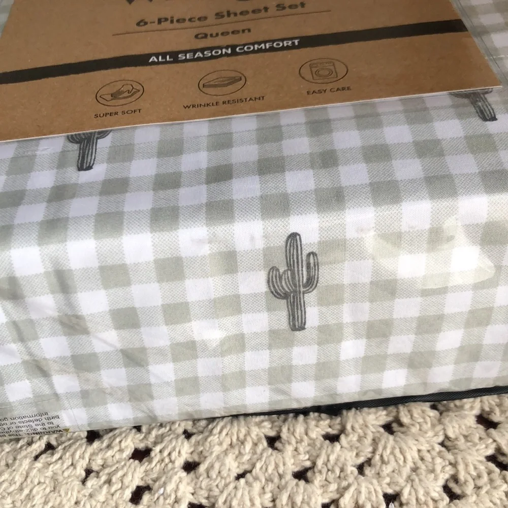 Wrangler CACTUS Gingham 6-Piece Sheet Set - QUEEN